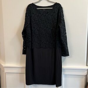 Women’s J. Jill wearever collection Black Lace Overlay knee length Dress size 3X